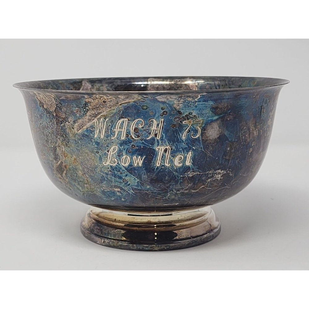 Vintage Unstamped Silver Bowl Etched W A C H 73 Low Net